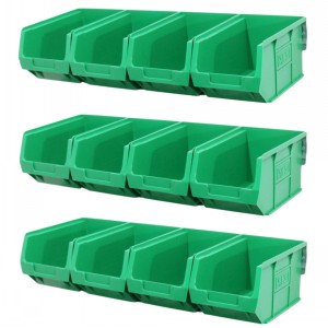 Parts Bins & Wall Rail Set 12 x Size 3